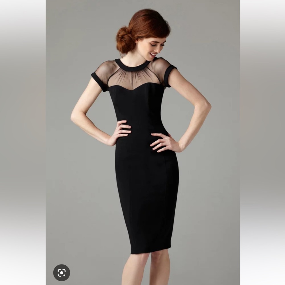 Maggy London Black Illusion Cocktail Dress size 6